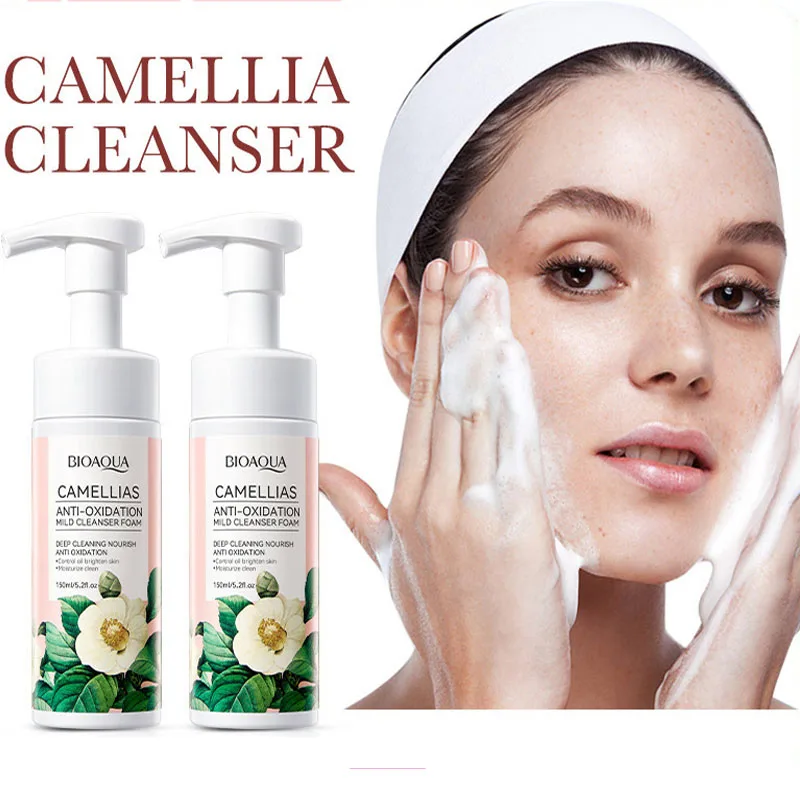 

150ml Camellia Facial Cleanser Cleansing Mousse Foaming Gentle Oil Control Moisturize Whitening Face Wash Skin Care Product