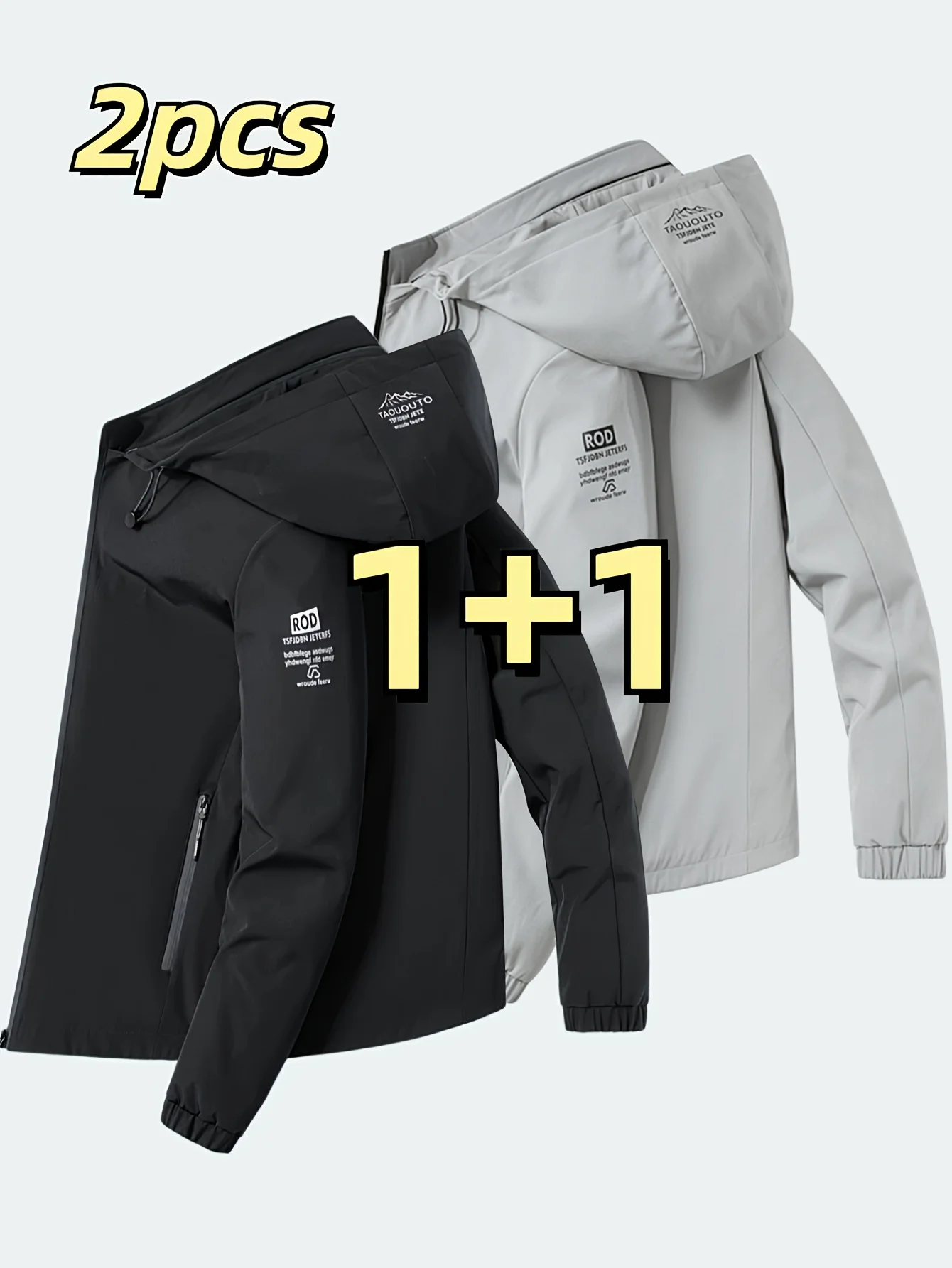 سترة بغطاء للرأس عصرية للرجال مكونة من قطعتين - اتجاه كاجوال، بتصميم سحاب قابل للفصل، ألياف بوليستر، وأكمام طويلة