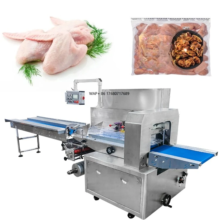Automatic Horizontal Packing Machine for Fresh Chicken Frozen Meat Fish Pillow Flow Stretch Film Packaging Machine