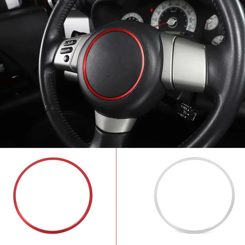 For 2007-2021Toyota FJ Cruiser Aluminum Alloy Red/Silver Car Styling Steering Wheel Center Ring Sticker Car Interior Accessories