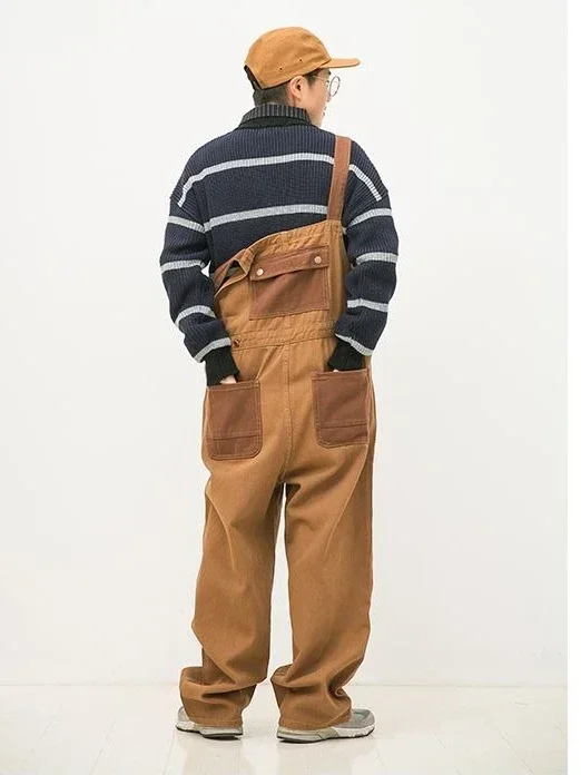 春と秋の新しいレディースワークウェアジャンプスーツ、ゆったりとした通勤用レトロパッチワークオーバーオール