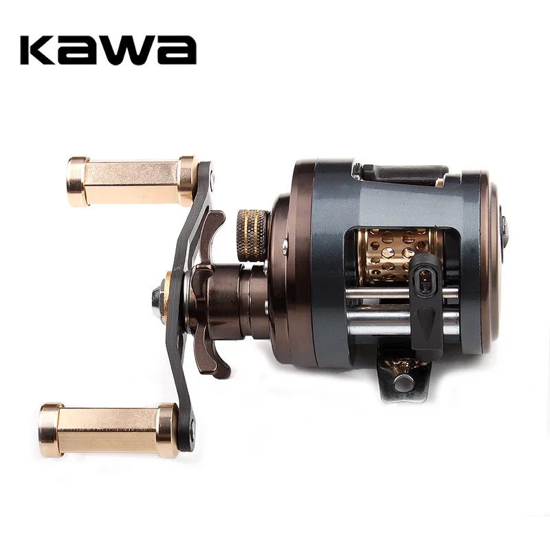 

KAWA Metal Fishing Reel Drum Wheel Bait Casting Trolling Lure Reel 11+1 Bearings Metal Cover Alloy Spool Carbon Handle