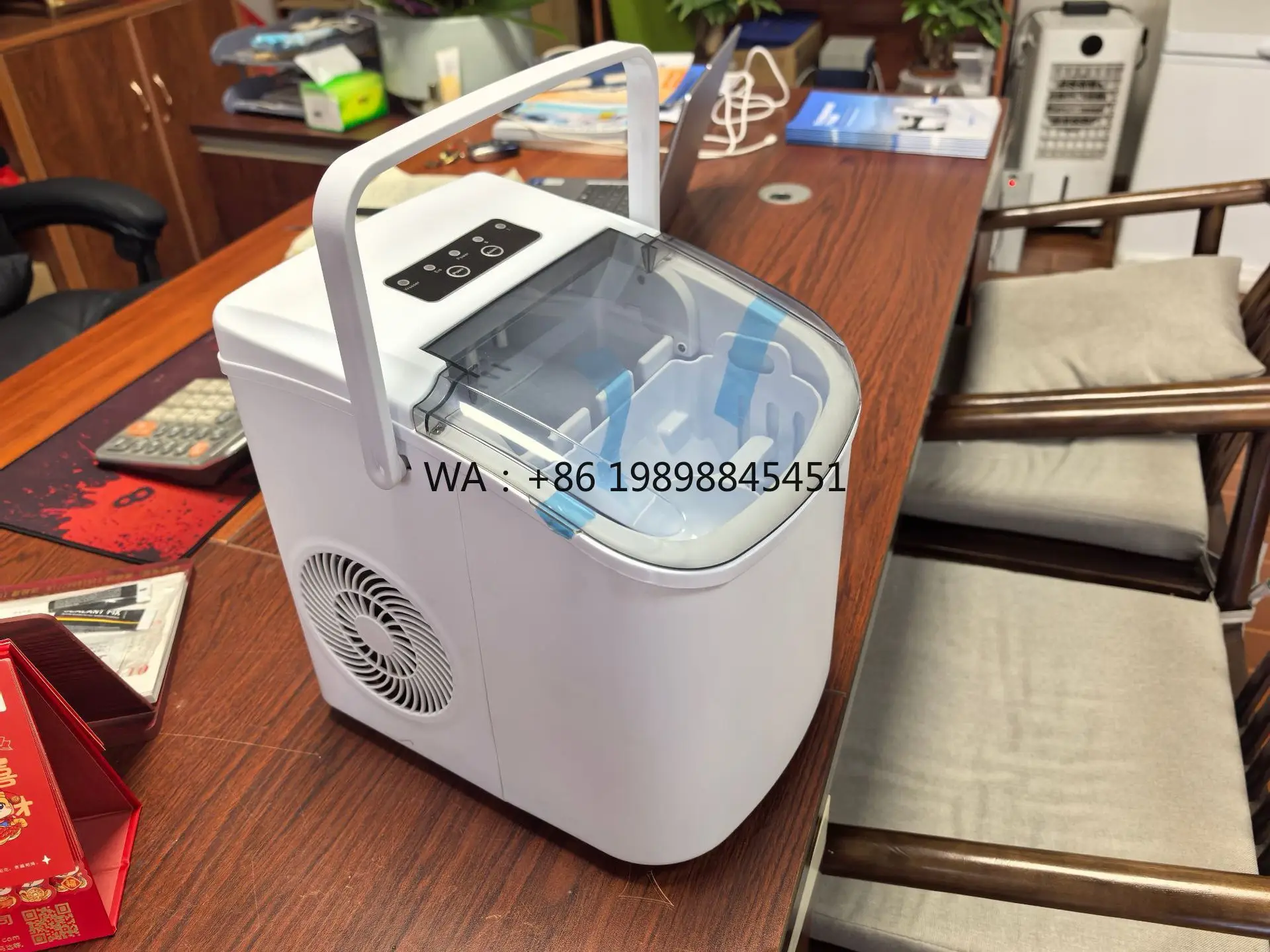 Ice Maker with Battery & Solar Power 10-12kg/24h Capacity Small Portable Removable Outdoor