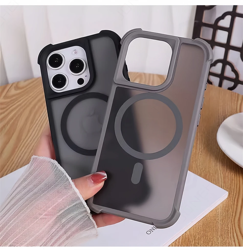 Магнитный роскошный матовый защитный чехол для ПК для iPhone 15, 14 Plus 13, 12, 16 17 Pro Max, противоударная рамка для Magsafe Cover