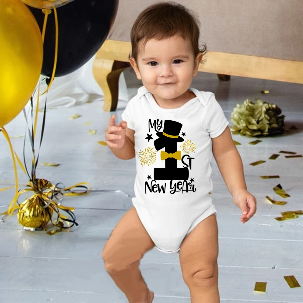 Hello 2023 Newborn Baby Rompers Short Sleeve Infant Jumpsuit It's My First New Year Baby Boys Girls New Year Outfit Ropa Clothes