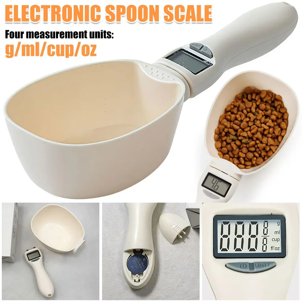 Pet Food Scale LCD Electronic Precision Weighing Tool Dog Cat Feeding Food Measuring Spoon Digital Display Kitchen Scale