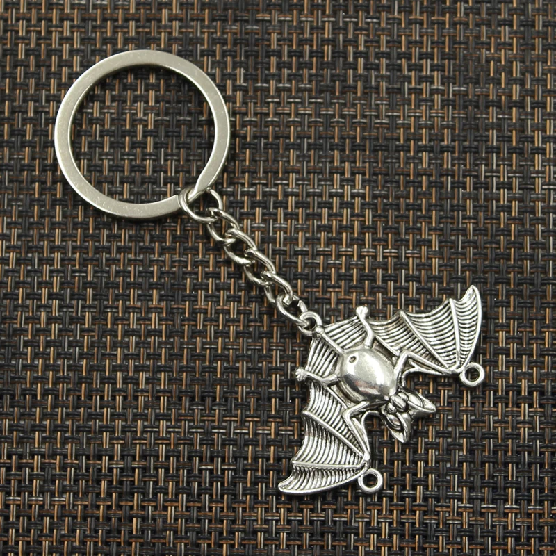 Fashion 30mm Key Ring Metal Key Chain Keychain Jewelry Antique Bronze Silver Color Plated Bat Vampire Dracula 29x47mm Pendant