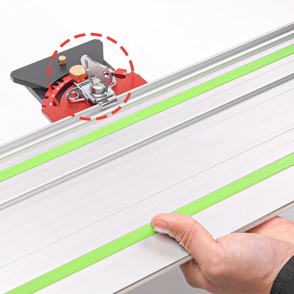 Adjustable Angle Track Saw Square,with -60° to 60° Quick Positive Angle Stop,Guide Rail Square Compatible Includes Protractor