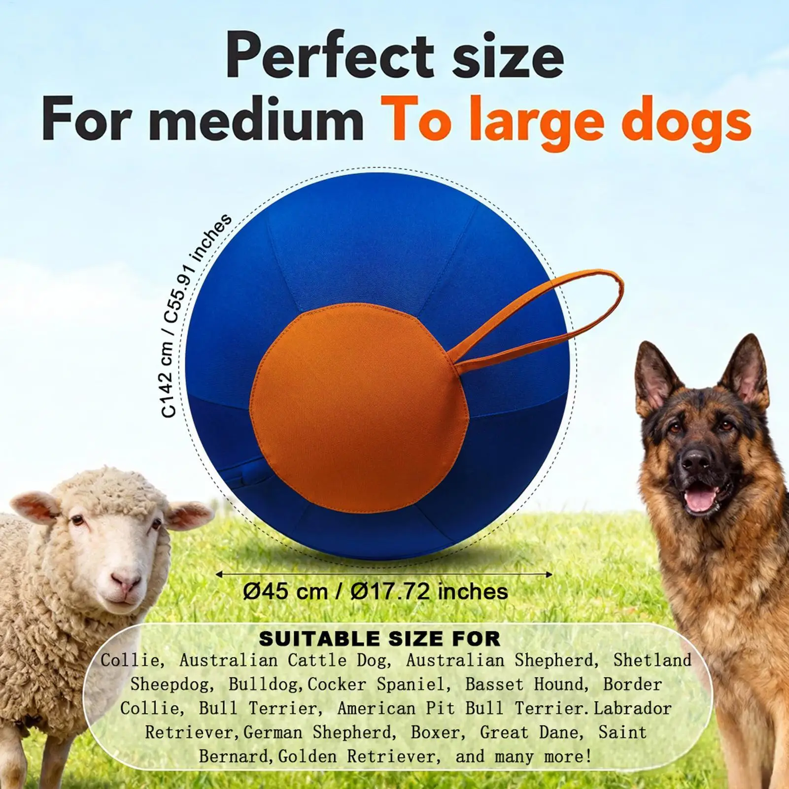 Large Dog Ball Interactive Moving Toys Pet Supplies Herding Ball for Dogs Breed for Puppy Small Medium Large Breed Keep Busy view 4