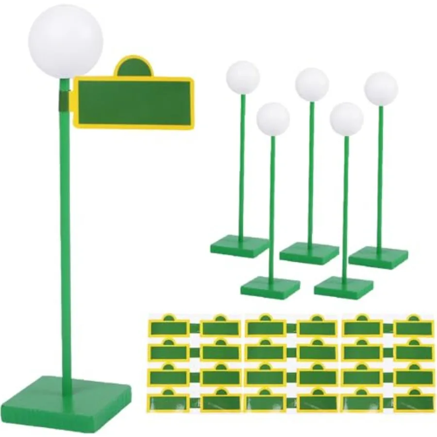 

Деревянные уличные фонарные столбы 8 дюймов, набор из 6 штук, с 24 наклейками-дорожными знаками, 3D-украшения для уличных знаков с шаровидным верхом для городских дорог