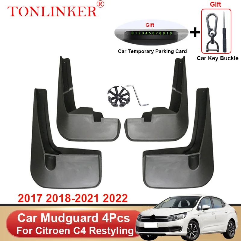 

TONLINKER Car Mudguard For Citroen C4 Restyling Sedan 2016 2017-2021 2022 Mudguards Splash Guards Fender Mudflaps Accessories