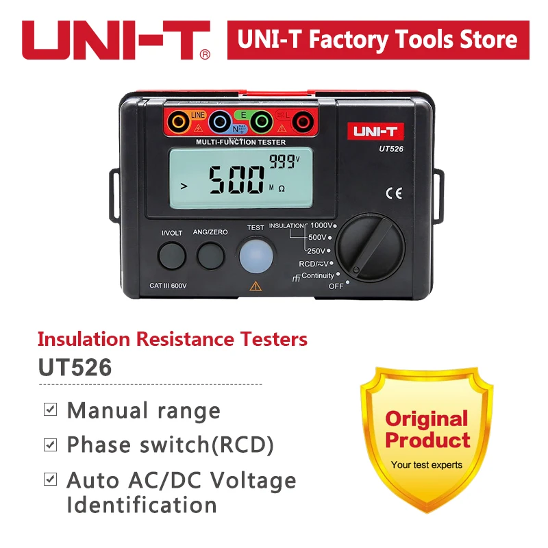 UNI-T Digital Multifunction Electrical Meter UT526 Insulation Resistance Tester AC/DC Voltager Ground Resistance Meter