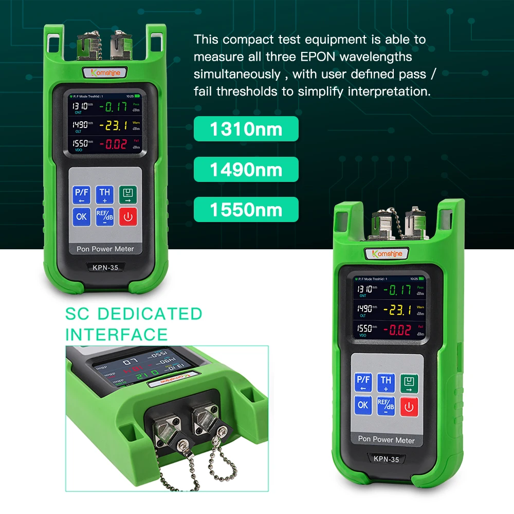 komshine-kpn-35-pon-power-meter-1310-1490-1550nm-testeur-de-puissance-optique-pour-reseaux-pon-et-epon-avec-choix-de-connecteurs-sc-upc-et-sc-apc