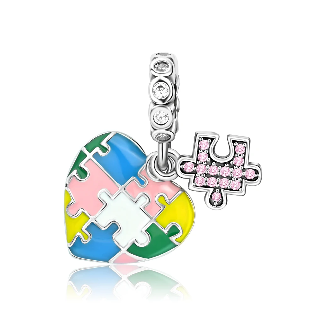 

Danturn 925 Sterling Silver Original Bead Heart-shaped puzzle Dangle Charm fit Snake Chain Bracelet Fashion Women Jewelry Making