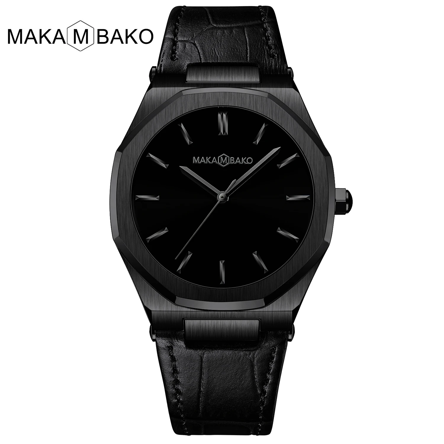 

Simple All Black Men's Watch Fashion Waterproof Brand Design Luxury Genuine Leather Band Business Classic Males Wristwatch Gift