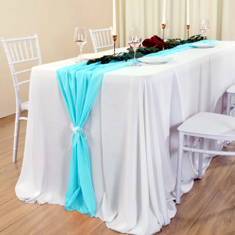 

Pure White Chiffon table towel outdoor wedding decoration festive American veil party table Balloons party decoration 70x300cm