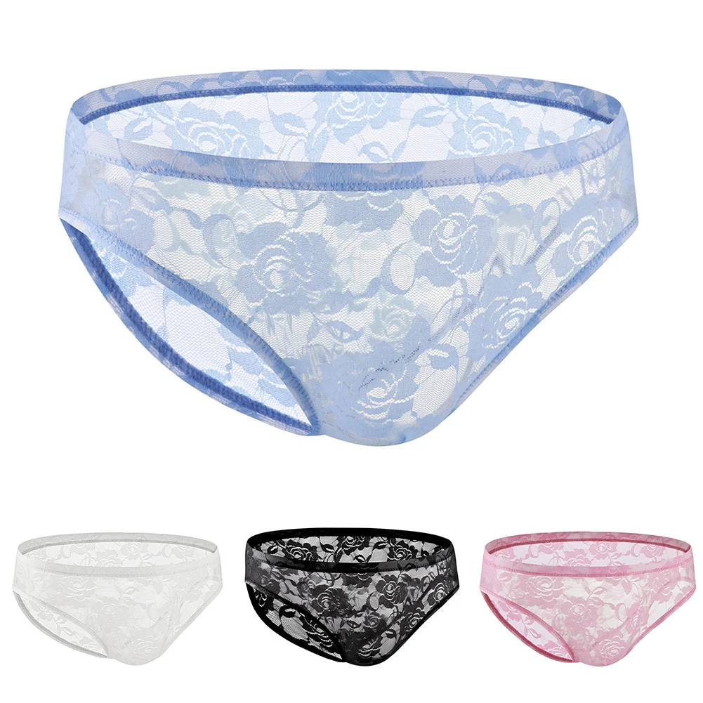 

Мягкие эластичные мужские кружевные трусы с цветочным принтом, треугольные трусы, прозрачные сексуальные трусики, трусы с низкой посадкой