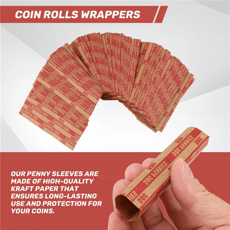 

Upgraded 100 Piece Penny Coin Wrappers Penny Sleeves Flat As Shown Paper Penny Rolls Wrappers