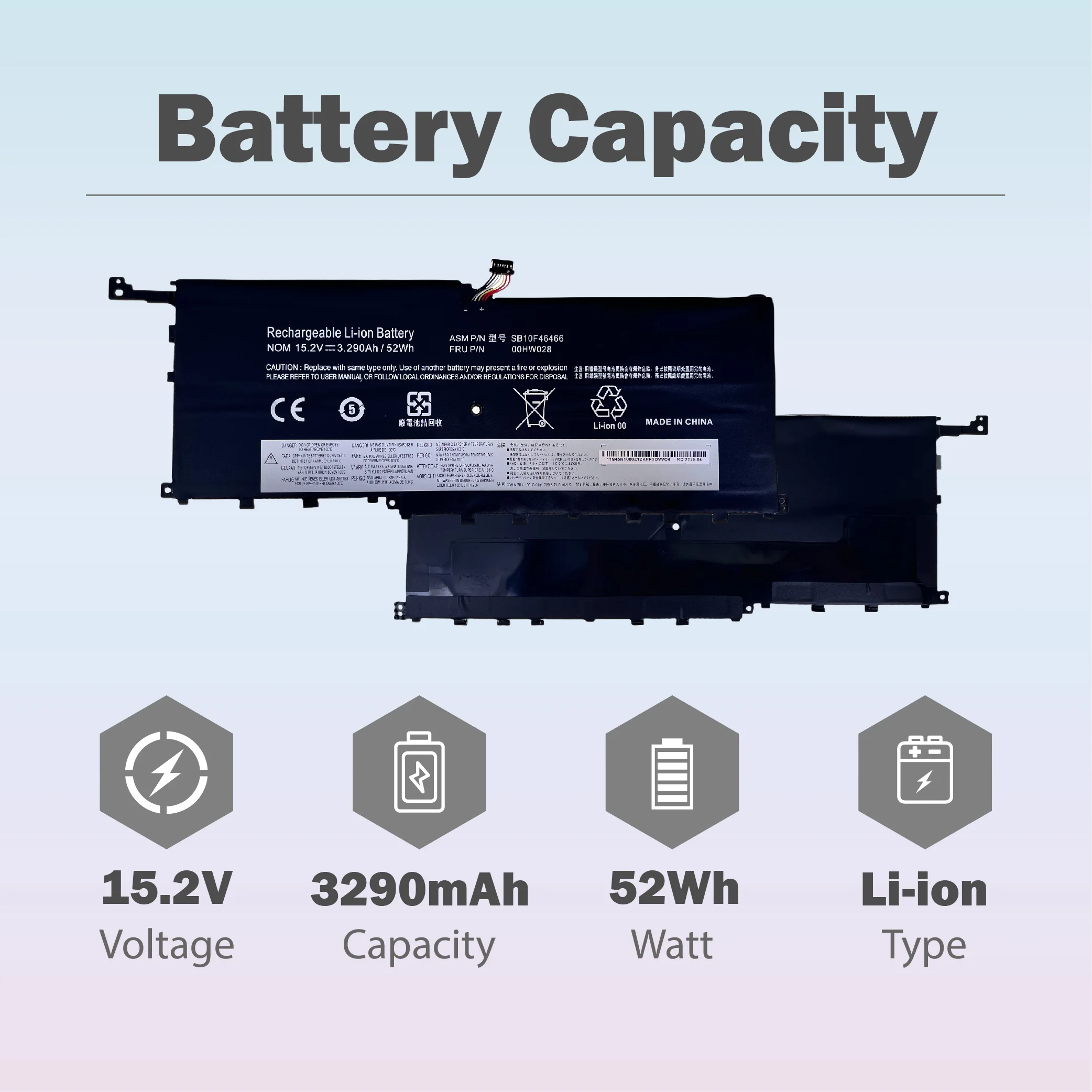 00HW028 3290mAH 52Wh 01AV439 01AV458 SB10F46466 SB10F46467 Battery For Lenovo Thinkpad X1 Carbon 4th Gen 4 2016,ThinkPad X1 Yoga