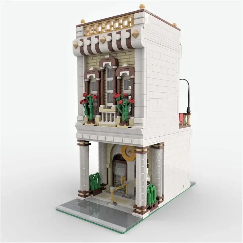 Street View รุ่น Moc Building Blocks Coffee House รุ่นเทคโนโลยีอิฐ DIY Assembly ของเล่นก่อสร้างของขวัญวันเกิดวันหยุด