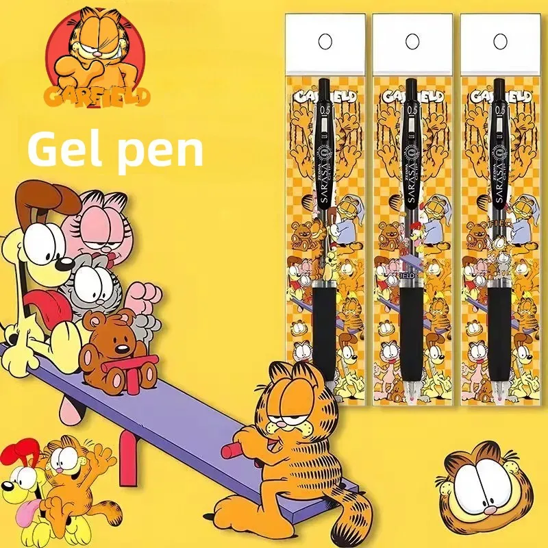 

Garfield animation cartoon cute gel pen kawaii student stationery office supplies black retractable pen writing gift wholesale