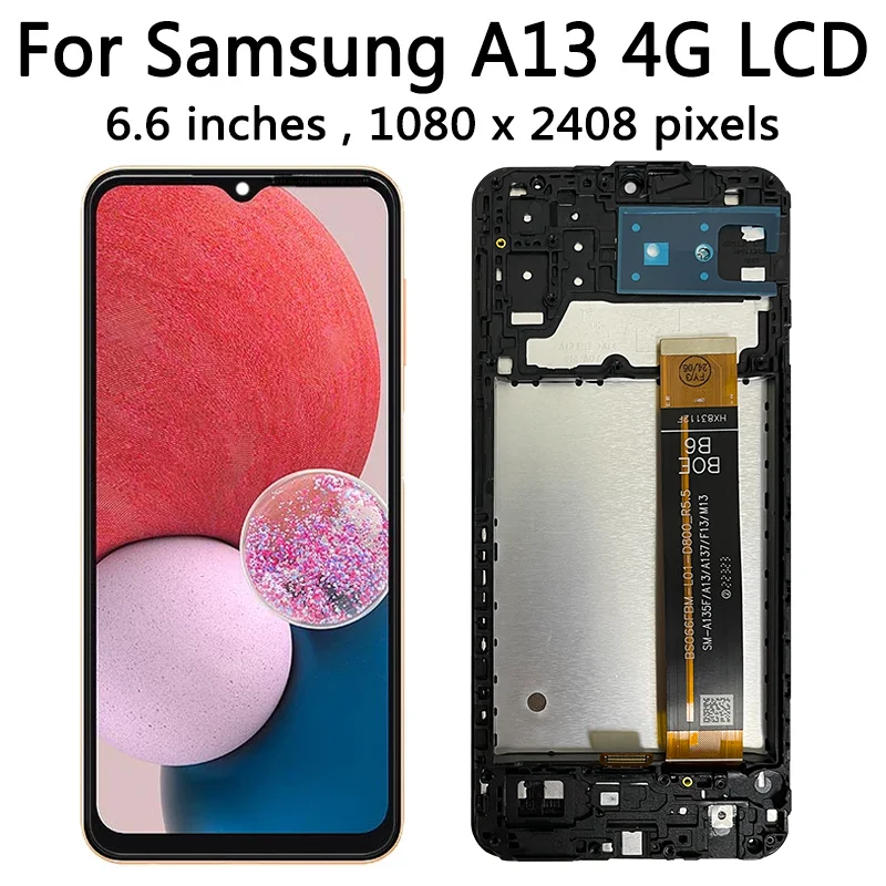 AAA Quality for Samsung A13 4G A135 A135F A135F/DS A135M Lcd Display Digital Touch Screen With Frame For Samsung A135 Display