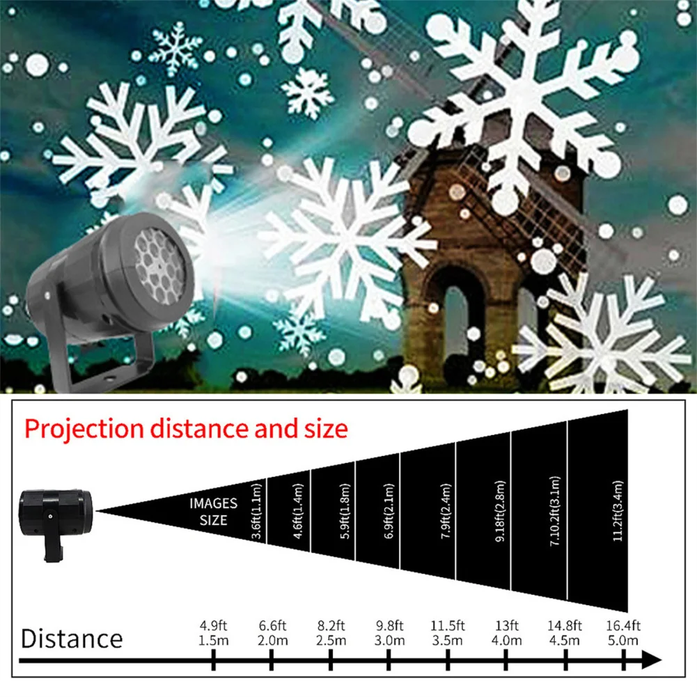 Professional Christmas Snowflake Projector IP65 Waterproof Snow Projection Lamp Night Light For Bedroom