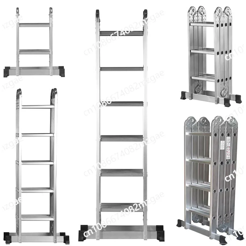 سلم مشترك متعدد الوظائف مصنوع من سبائك الألومنيوم سلم متعرج قابل للطي 4 × 3 هندسة منزلية