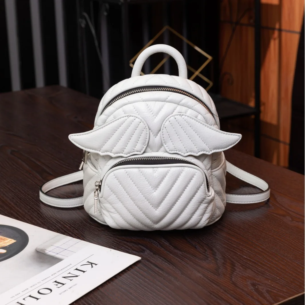 

Niche design women's mini wing backpack 2024 new Korean diamond pattern embroidered thread casual commuting shoulder bag