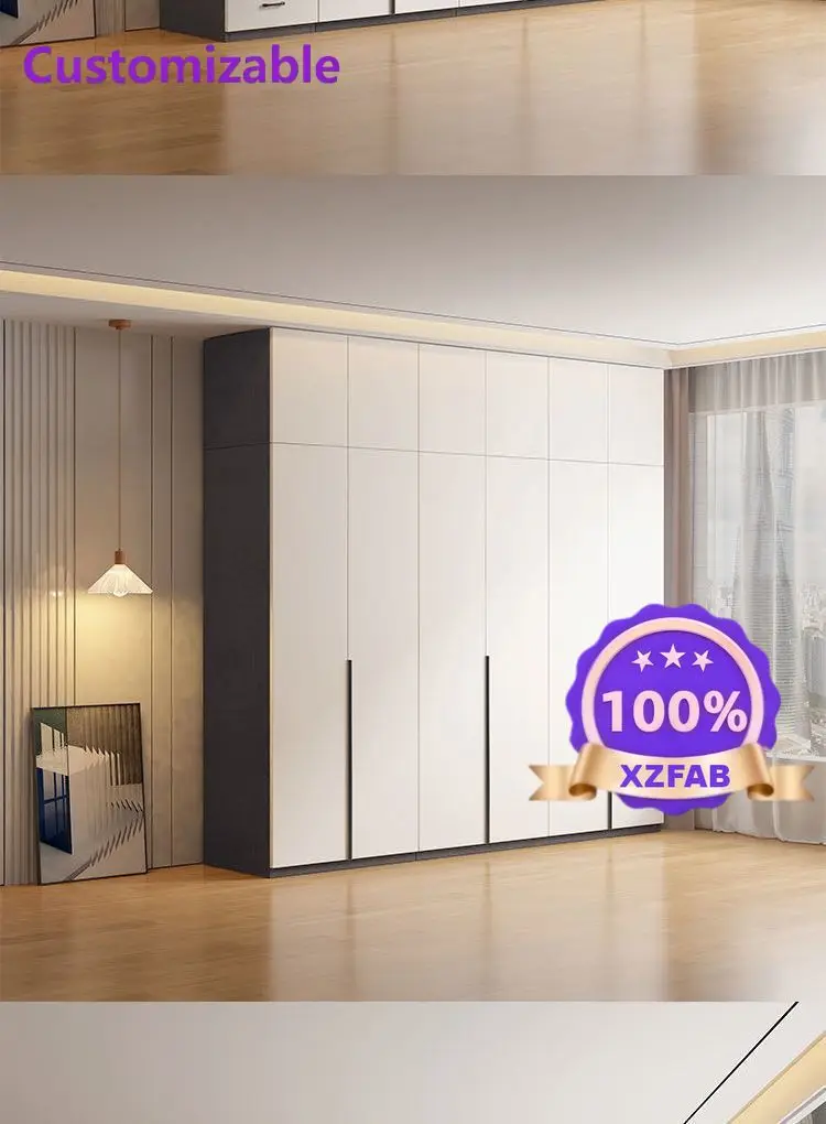 Factory Direct 2026 Tal all-solid wood wardrobe household bedroom ecological board thickened cabinet package installation rental