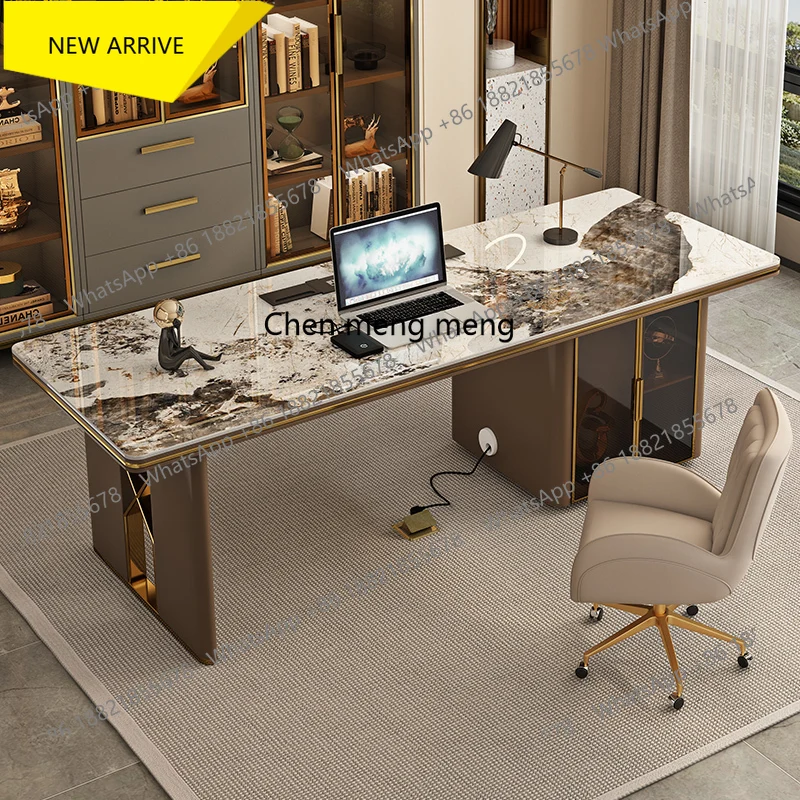 

M138 Luxury Rock Board Home Study Modern Minimalist Writing Desk Computer High-end Office Desk Negotiation Consultation Desk