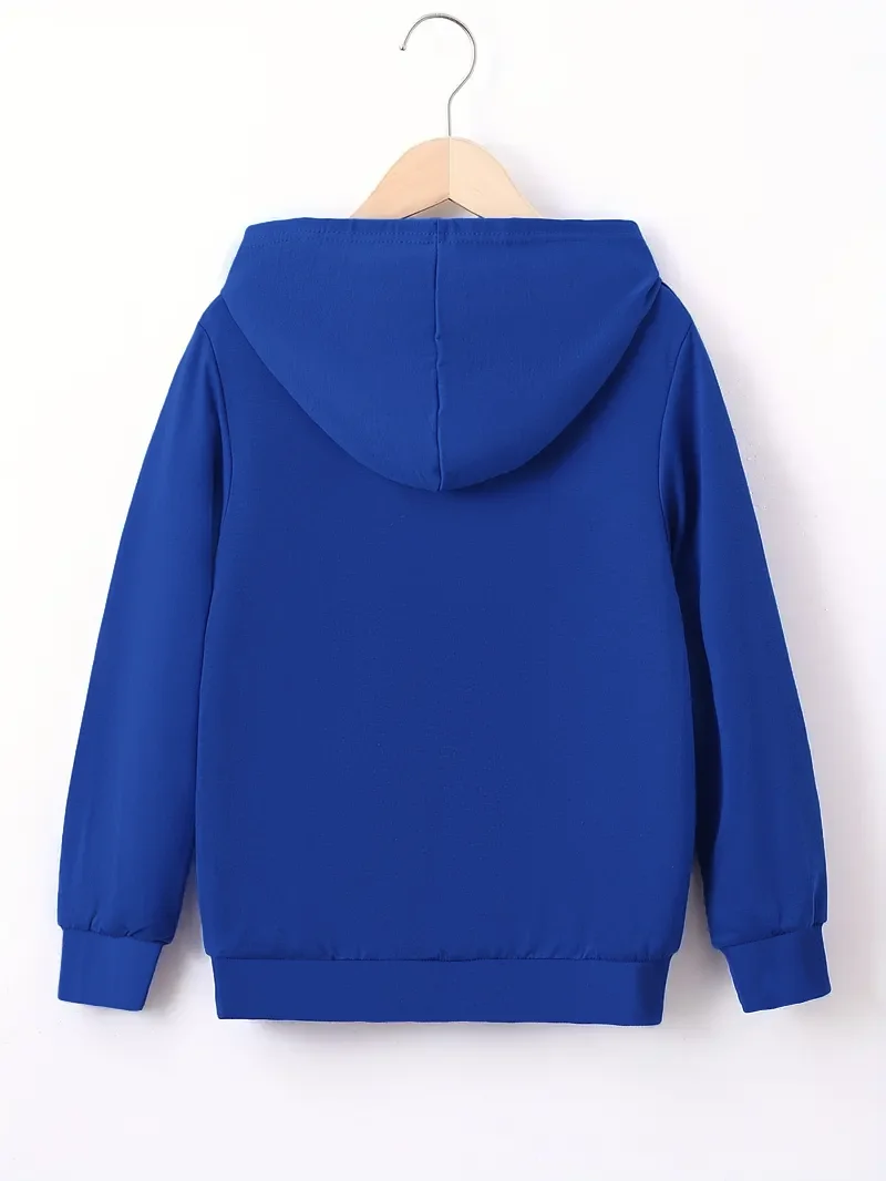 هوديي أزرق فردي كاجوال بسيط للأطفال للخريف والشتاء، هوديي أسود 95 بطباعة كرتونية رقمية #2