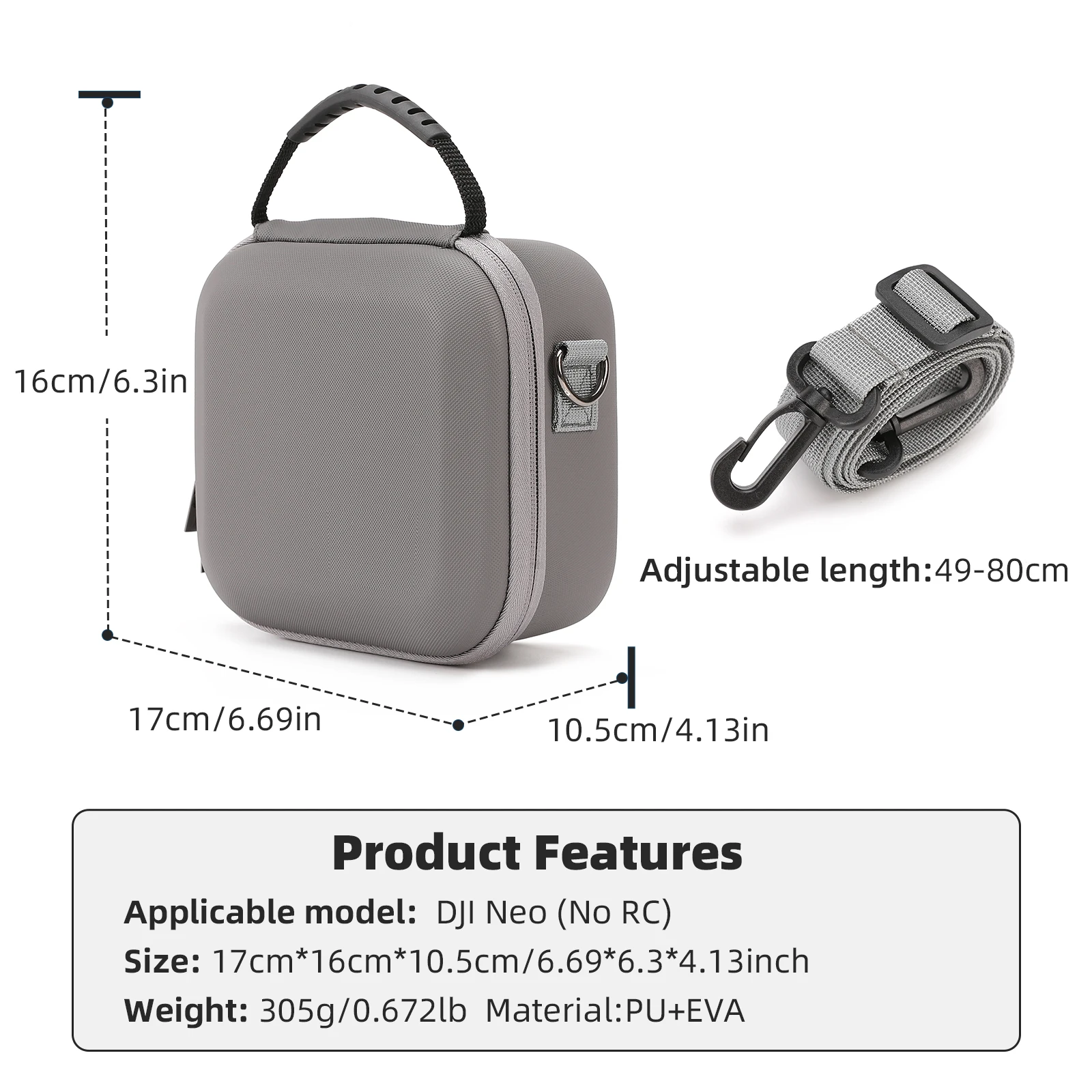 Para DJI NEO Drone estuche de almacenamiento portátil antiarañazos a prueba de polvo resistente a caídas bolsa protectora de carcasa dura con almacenamiento de batería