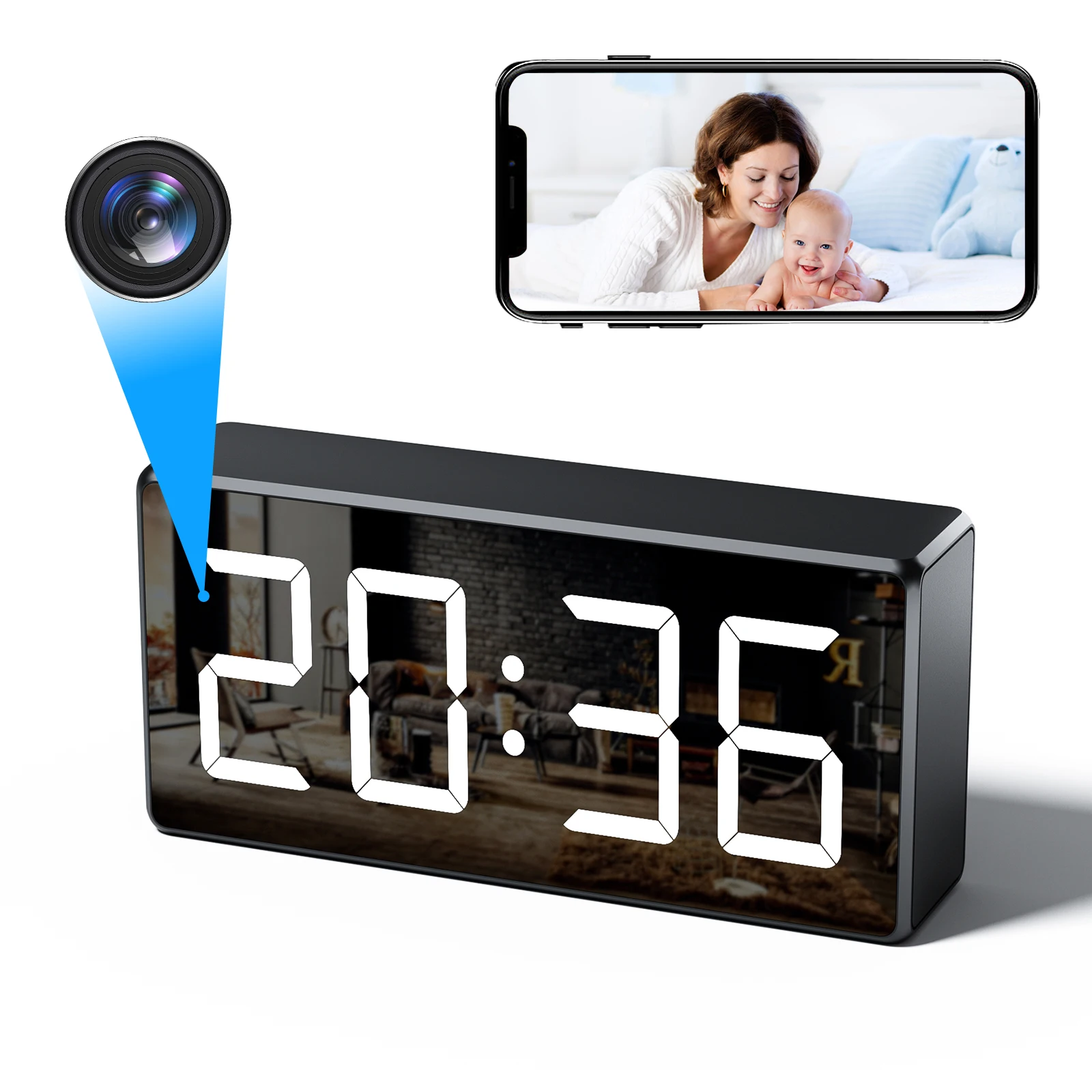 1080P HD WIFI Clock Camera 166degree Camera Micro CamIR Night View Alarm Camcorder Digital Watch Video Mini DVR Oculta Small Cam