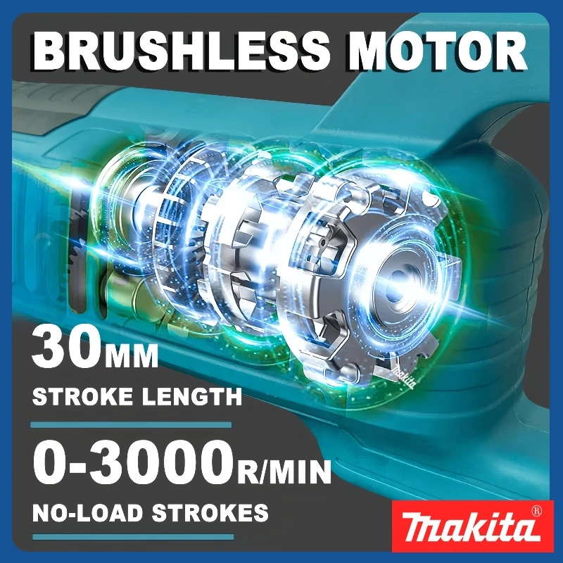 Makita-Sierra alternante sin escobillas, herramientas eléctricas inalámbricas portátiles con 4 hojas de sierra para batería de 20V18V