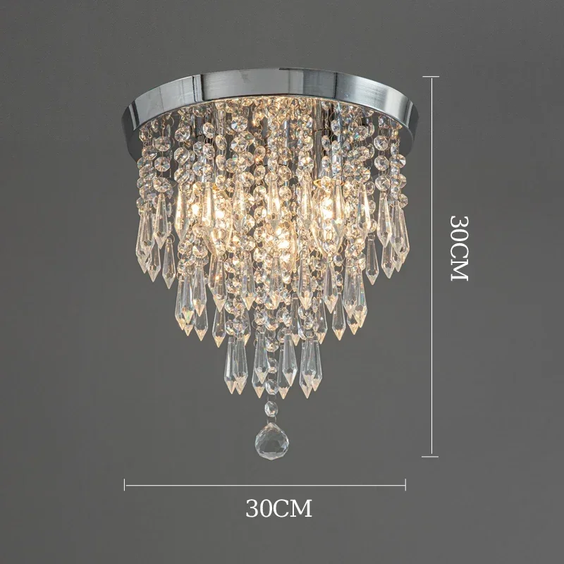 Golden Ceiling Light Hanging Crystal Ceiling Lamp for Home Decor Surface Mounted Bulb Replacable Indoor Lighting Fixture