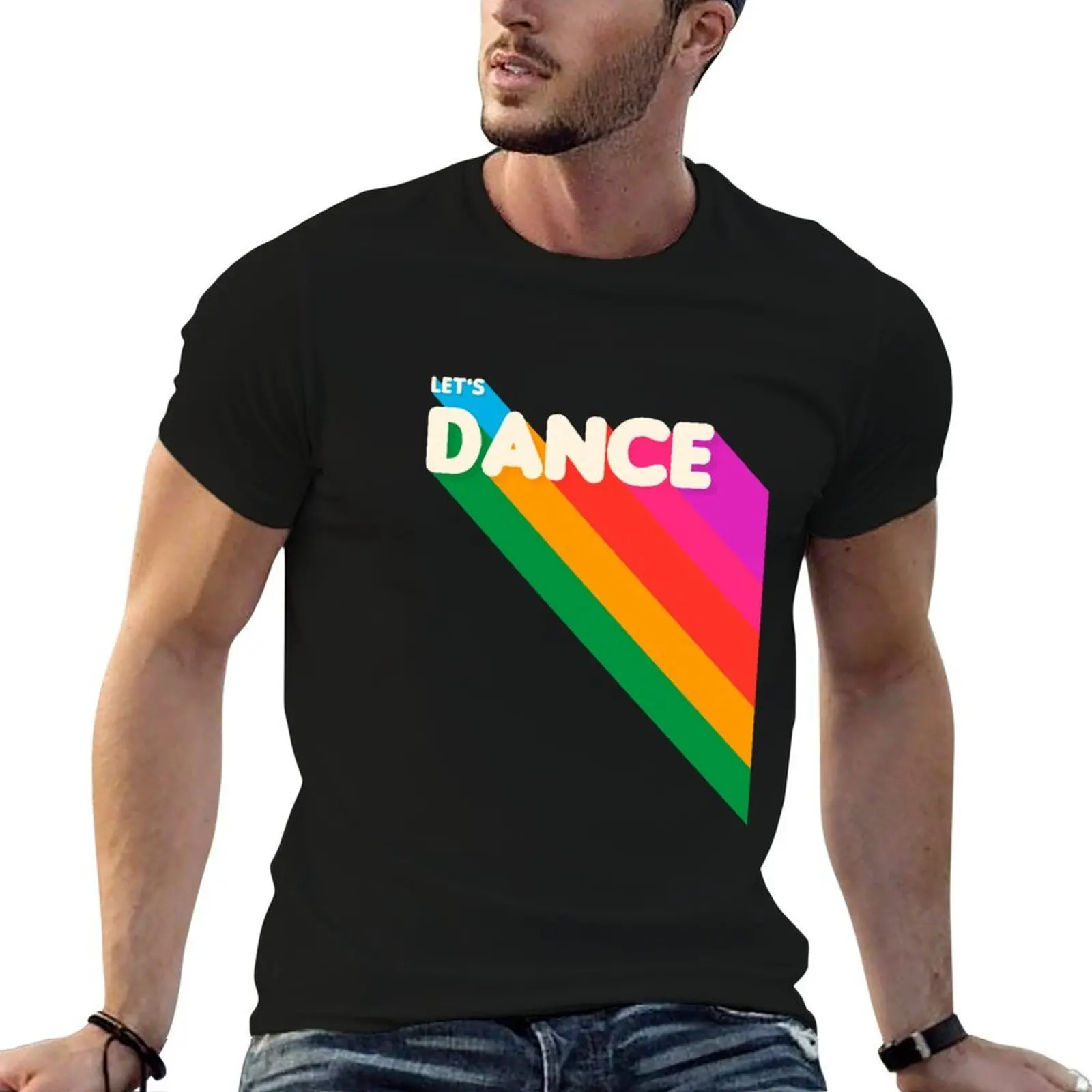

Rainbow dance typography T-Shirt cotton tshirt 100% cotton t shirts high quality man t shirt heavy cotton T-shirt