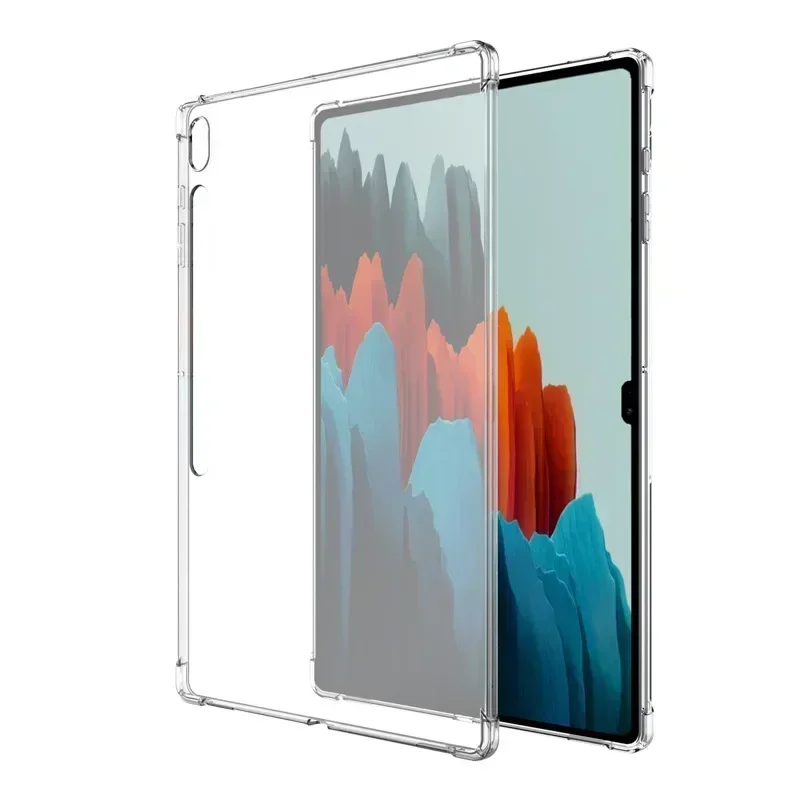 Funda de silicona para Samsung Galaxy Tab S7 Fe S8 Plus + 12,4 11 SM-T870 X700 X800 T730 S6 Lite, funda trasera transparente de TPU suave