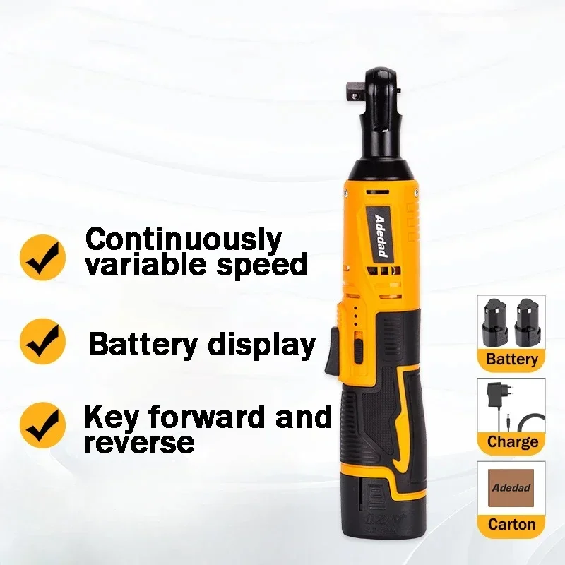 12V 3/8 Rechargeable Electric Wrench,Ratchet Set, Angle Drill, Screwdriver To Remove Screw Nut, Automobile Maintenance Tool