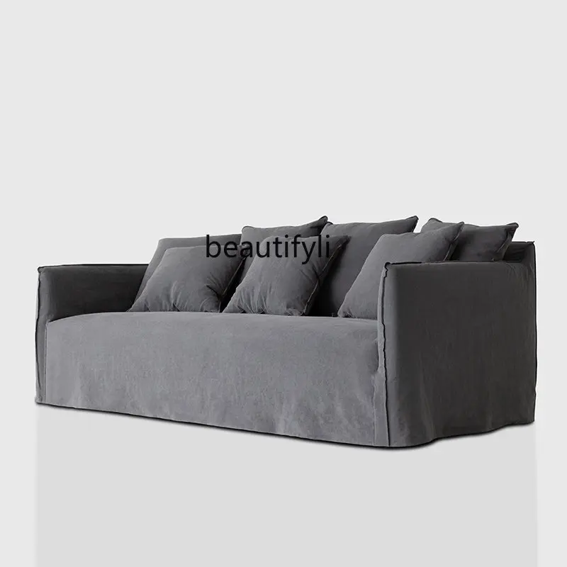 

Modern Nordic Three-Seat Multi-Person Combination Fabric Sofa Natural Original Simple Style Removable and Washable