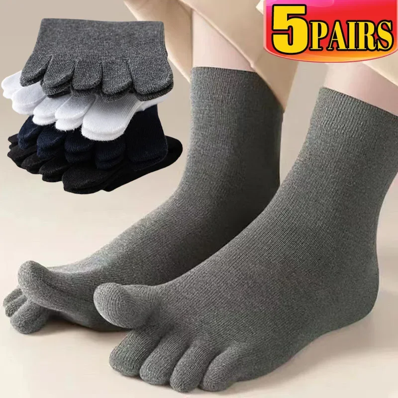 

5pairs Toe Socks for Men and Women Five Finger Socks Breathable Cotton Stockings Sports Running Yoga Solid Black White Grey Sox