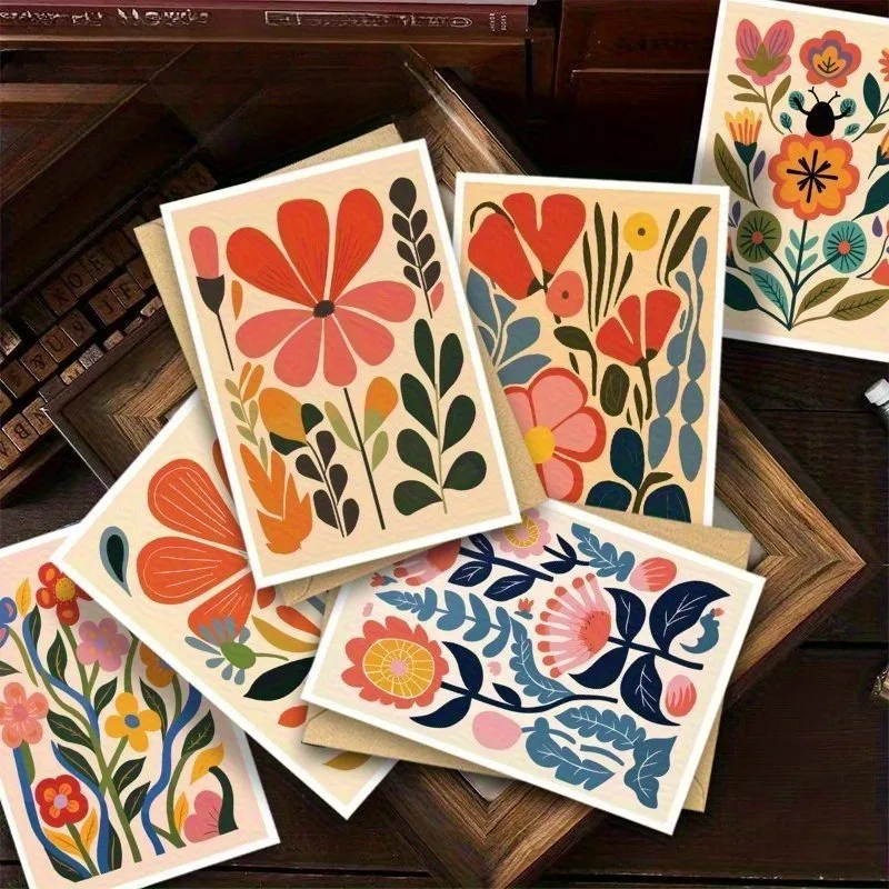 

​12pcs Minimalist Line Floral Art Wall Cards,Diy Wall Art Gift For Home Aesthetic Room,Office Cafe Decor,Party Invitation Cards