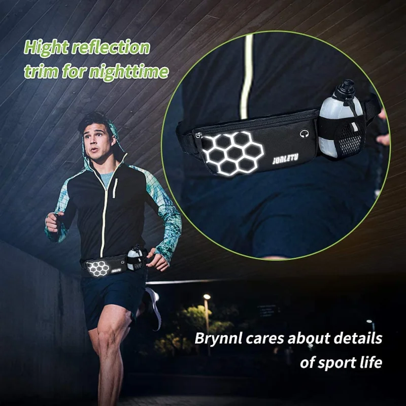 Running Waist Bag with Water Bottle Waterproof Waist Pack Fanny Pack Running Pouch Bum Bag Sport Belt for Cycling Jogging Hiking