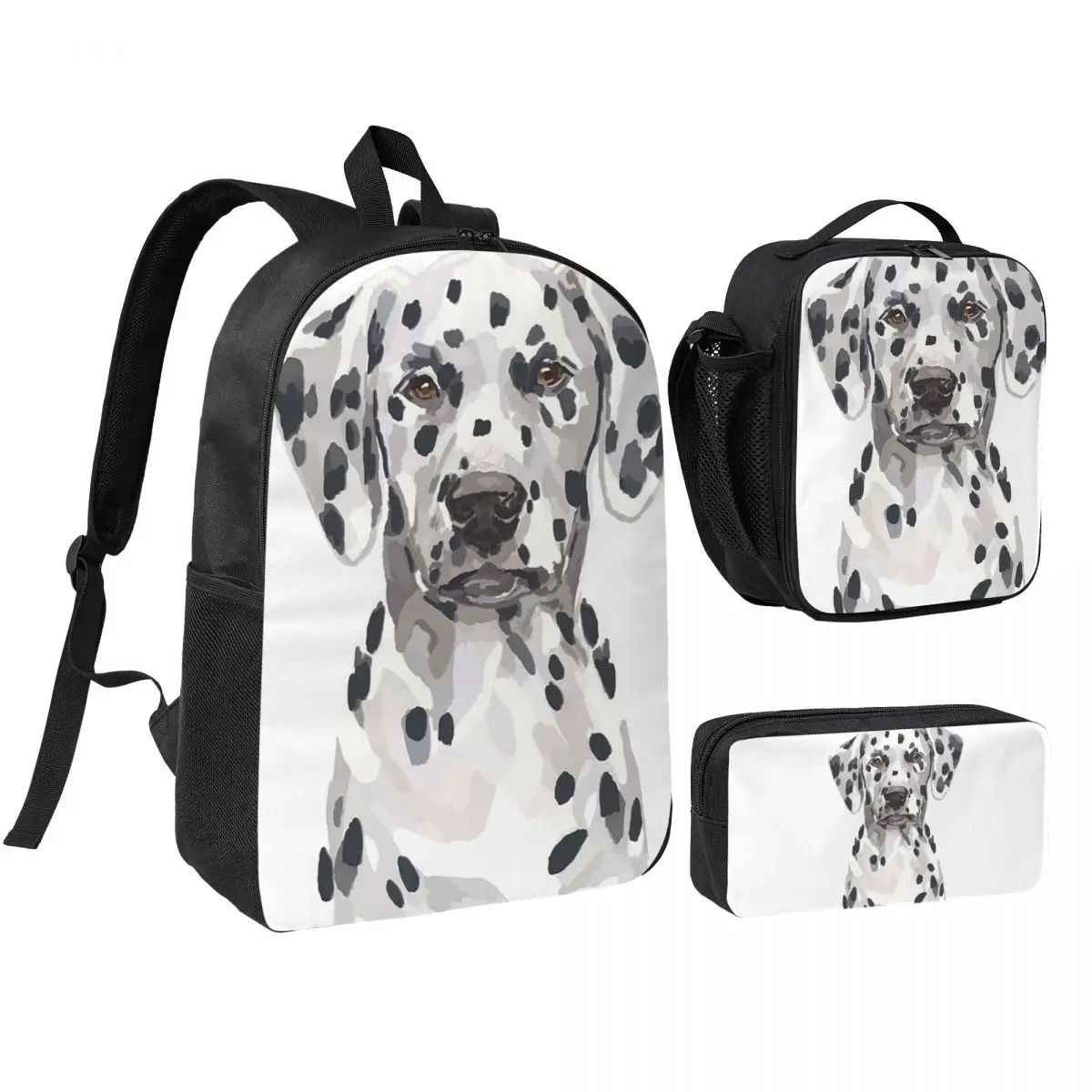 

Dalmatian Backpack Boys Girls BookBag School Bag Shoulder Bags 3ps Insulated Lunch Bag Pencil Case