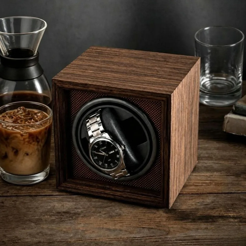 USB Power Automatic Watch Winder Wooden Case Fully Automatic Rotating Watch Box Single Position Mute Motor
