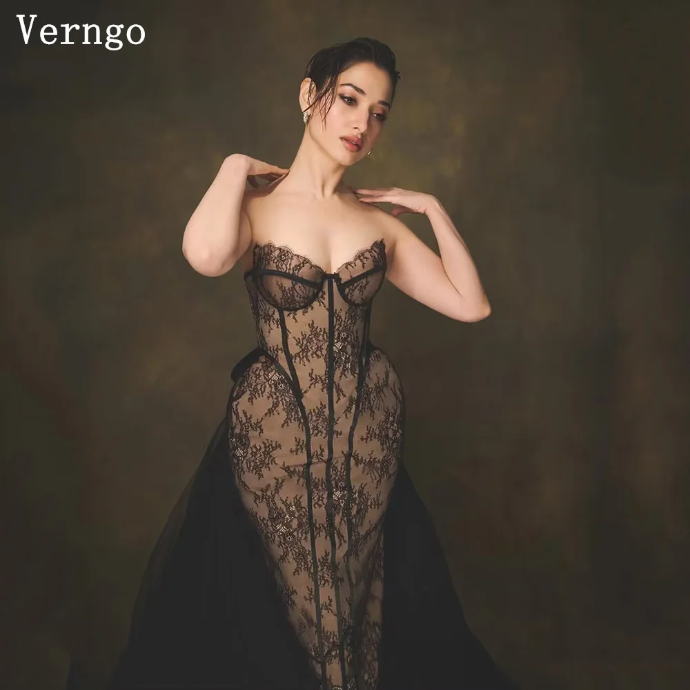 

Verngo Elegant Lace Evening Dress Sweetheart Mermaid Maxi Formal Occasion Dress Sweep Train Prom Gowns Customized