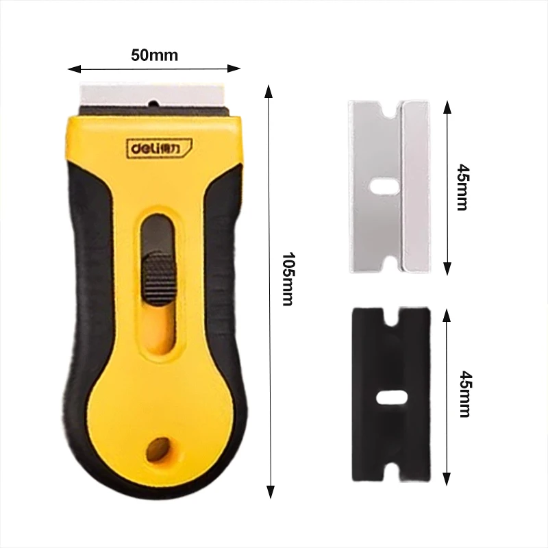 DELI Metal Razor Blade Scraper cleaning Floor and wall Plastic Scraper Vinyl Film & Adhesive Remover Tool Scrape off glass glue