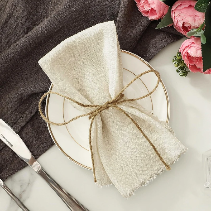 32x32 سنتيمتر الزفاف الديكور البوليستر مهدب المناديل مناسبة للديكور اليومي في حفلات الزفاف غرف المعيشة 6/12 قطعة