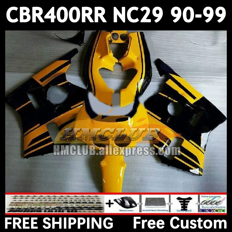 Bodywork For HONDA CBR400 CBR 400 RR 400RR 90 91 92 93 94 104No.29 yellow black CBR400RR NC29 1995 1996 1997 1998 1999 Fairings