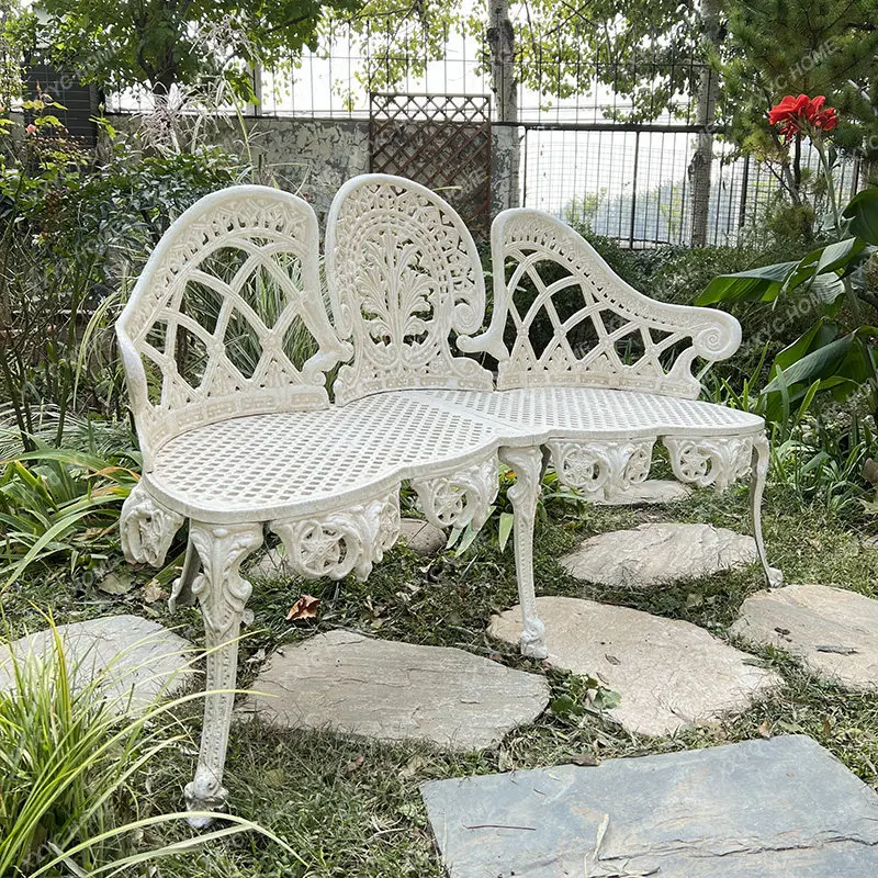 Country Cast Iron Vintage Made Old Double Garden Chair Outdoor Indoor Garden Balcony Terrace Patio